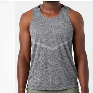 NEW Nike Mens Large Dri-FIT 365 Running Tank Grey Heather Space Dye CZ9179-011